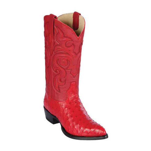 Los Altos Men's Red Full Quill Ostrich Boots