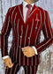 Burgundy Pinstripe Suit - Mens 1920s Gangster Pinstripe Suit - Lapel Chalk Pinstripe