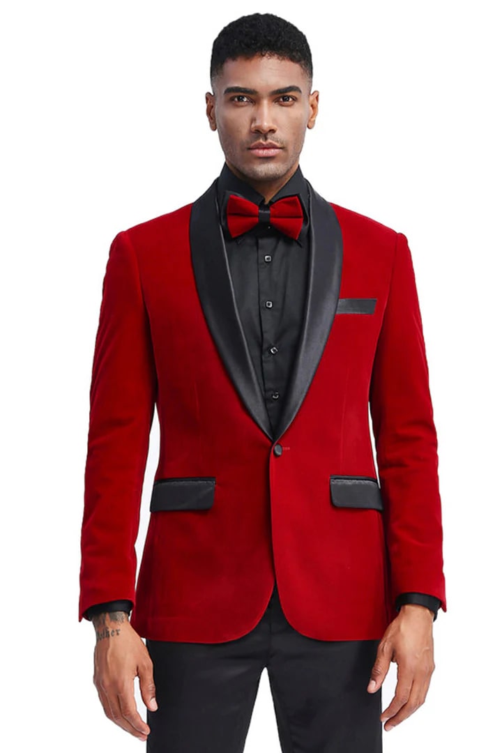 Blazers Trajes Para Hombres Rojos Blazer De Graduación Para Hombre