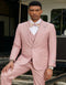 Men's Stacy Adam's One Button Vested Modern Rose Pink Pinstripe Suit