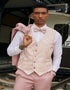 Men's Stacy Adam's One Button Vested Modern Rose Pink Pinstripe Suit