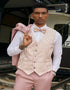 Men's Stacy Adam's One Button Vested Modern Suit in Rose Pink Pinstripe