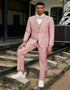 Men's Stacy Adam's One Button Vested Modern Suit in Rose Pink Pinstripe