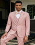 Men's Stacy Adam's One Button Vested Modern Suit in Rose Pink Pinstripe