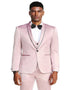 Men's Slim Fit Vested Shiny Satin Prom & Wedding Rose Pink Tuxedo Suit Teal and Turquoise Prom Tuxedos