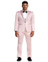 Men's Slim Fit Vested Shiny Satin Prom & Wedding Rose Pink Tuxedo Suit Pink Prom Tuxedos