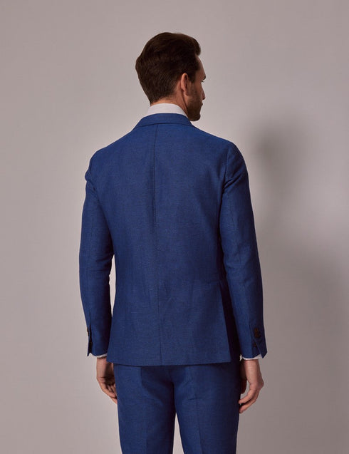 Mens Linen Suit For Beach Wedding - Summer  Slim Suit in Royal Blue