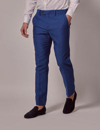 Mens Linen Suit For Beach Wedding - Summer  Slim Suit in Royal Blue