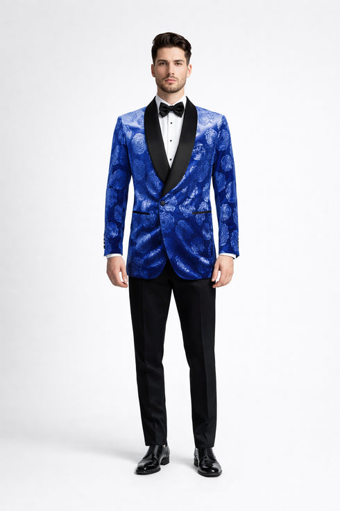 Wedding & Prom Royal Blue Rose Tuxedo Jacket – Slim Fit