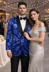 Wedding & Prom Royal Blue Rose Tuxedo Jacket – Slim Fit