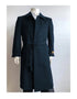 Mens Solid Navy 100% Wool Gabardine Belted Duster Overcoat