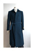 Mens Solid Navy 100% Wool Gabardine Belted Duster Overcoat