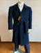 Mens Solid Navy 100% Wool Gabardine Belted Duster Overcoat