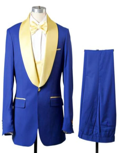 Blue Prom Suit For Men - Blue Homecoming Tuxedo  With Vest Royal