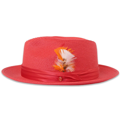 Tapa Crushable Straw Hat Fedora in Ruby