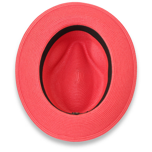 Tapa Crushable Straw Hat Fedora in Ruby