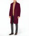 Men's Burgundy Double Breasted Overcoat - Maroon Peacoat - Three Quarter Wool And Cashmere Coat