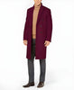 Men's Burgundy Double Breasted Overcoat - Maroon Peacoat - Three Quarter Wool And Cashmere Coat