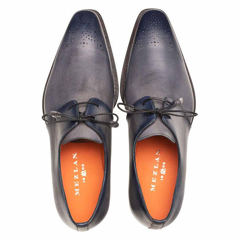 Principe Grey/Rust Patina Leather Men’s Derby Shoes By Mezlan Made In Spain Brand