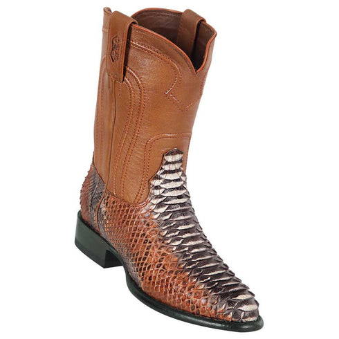 Los Altos Men's Original Python Rustic Cognac Roper Toe Boots