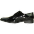 Bravo Mens Modern Pointy Square Toe Oxford Patent Tuxedo Shoe in Black
