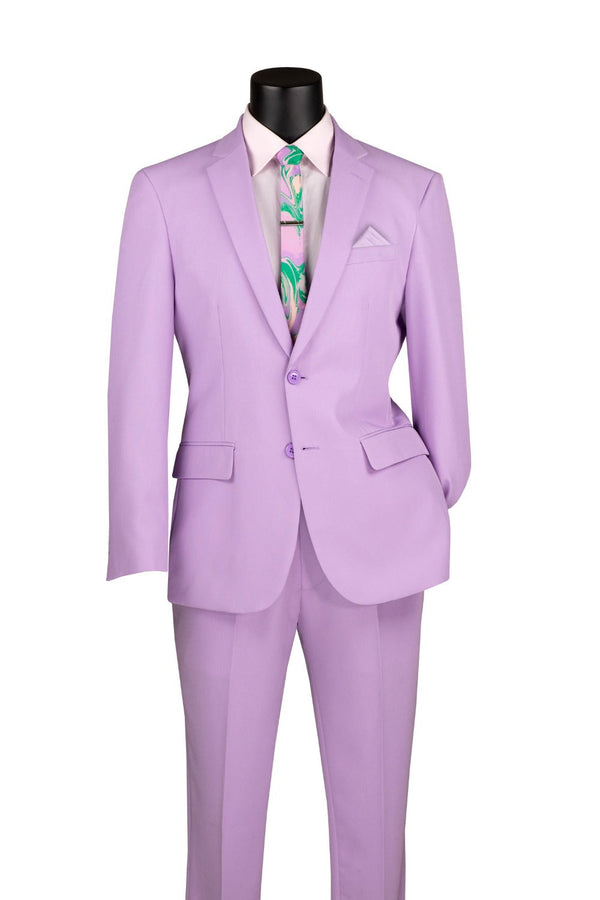 Lavender Slim Fit Men's 2 Piece Business Suit 2 Button