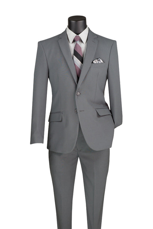 (Limited Sizes) Slim Fit 2 Piece Medium Gray Suit