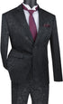 Black Tone on Tone Paisley Pattern Slim Fit Men's 2 Piece Suit 2 Button