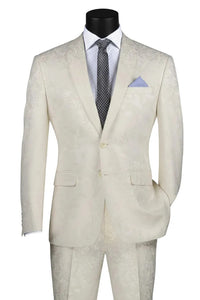 Mens Tone-on-Tone Paisley Slim Fit 2-Piece Formal Suit