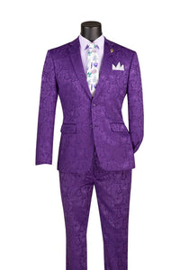 Mens Tone-on-Tone Paisley Slim Fit 2-Piece Formal Suit