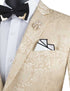 Beige Tone on Tone Paisley Pattern Slim Fit Men's 2 Piece Suit 2 Button