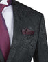 Black Tone on Tone Paisley Pattern Slim Fit Men's 2 Piece Suit 2 Button