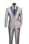 Slim Fit Shiny Sharkskin Men's 2 Piece Suit in Gray