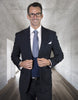 Mens Modern Fit Wool 2 button Suit with Scoop Neck Vest in Midnight Blue