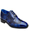 Belvedere Santo Antique Blue Genuine American Alligator Wingtip Rubber Sole Derby Shoes