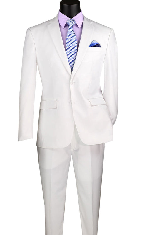 Slim Fit Men's Suit 2 Piece 2 Button in White