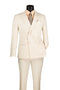 Bone White Slim Fit Double Breasted 2 Piece Suit with Flexible Elastic Waistband