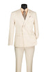 Bone White Slim Fit Double Breasted 2 Piece Suit with Flexible Elastic Waistband