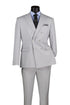 Silver Slim Fit Double Breasted 2 Piece Suit with Flexible Elastic Waistband