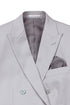 Silver Slim Fit Double Breasted 2 Piece Suit with Flexible Elastic Waistband