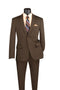 Slim Fit 2 Piece Suit Stretch Fabric Suit with Adjustable Waistband in Brown