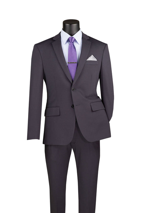 Slim Fit 2 Piece Suit Stretch Fabric Suit with Adjustable Waistband in Charcoal