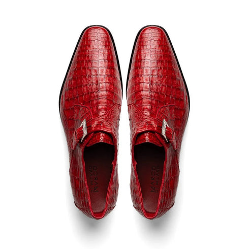 Marco Di Milano Rovigo Men' Shoes Red Genuine Caiman Crocodile Dress Single Monk-strap Loafers