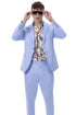 Men's Modern Fit Casual Summer Linen Suit in Sky Blue