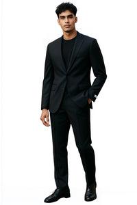 Men's Stacy Adams Basic Slim Fit Wedding & Business Suit in Black
