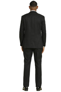 Stacy Adams Modern Fit Black Suit – Vested Tonal Shadow Pinstripe Style