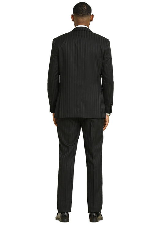 Men's Stacy Adams Modern Fit Vested Suit in Black Tonal Shadow Pinstripe