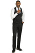 Stacy Adams Modern Fit Black Suit – Vested Tonal Shadow Pinstripe Style