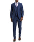 Stacy Adams - Blue 3 Piece 2 Button Plaid Peak Lapel Suit