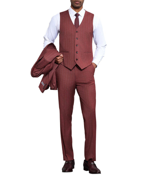 Stacy Adams - 3 Piece Pinstripe Hybrid Fit 1 Button Suit